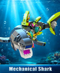 Glow In The Dark Mechanical Shark Building Set With 747 Pieces Realistic Ocean Creature Model Kit Featuring Rotating Jaws And Fins Linkage Function And Display Stand STEM Toy Gift For Kids Teens And Adults, front view