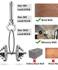 Heavy Duty Stainless Steel Eyebolts For Concrete And Masonry Mounting With Expansion Anchors And Nuts Screws diagram