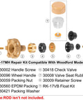 RK-17MH Outside Faucet Repair Kit With Metal Handle Replacement Parts For Woodford Model 17, components displayed