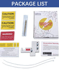 Package contents of Generator Interlock Kit For 150 And 200 Amp Siemens Or Murray Panels with labels and hardware