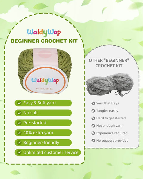 Beginner Crochet Kit With 8 Flower Bookmarks Soft Yarn Bundles And Ergonomic Crochet Hook product comparison chart with yarn features