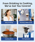 Collage showing uses for Replacement Water Filter For 10-Cup Pitchers That Fits Brita Classic Grand Capri Wave Lake Mavea