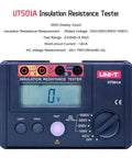 Front view of Go-To Insulation Megohmmeter Tester With Ground Resistance Meter, UT501A model, with displayed LCD screen.
