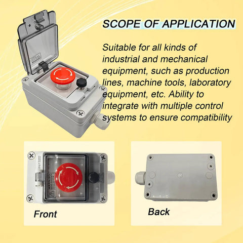 Heavy Duty Emergency Stop Button Box 660V 10A Machines Waterproof Outdoor IP67 Emergency Shutdown Switch for Industrial Equipment