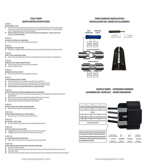 Installation guide for Fuel Pump Assembly Kit For 1997 1998 1999 2000 Chevy GMC Pickup Trucks With Two Electrical Connectors
