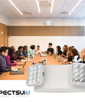 Six Pack LED Emergency Lights For Business With Battery Backup, Hardwired UL 924 Certified in a modern conference room