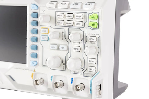 Close-up of control panel on Dope Two Channel 200 MHz Digital Oscilloscope With One Giga Samples Per Second 24 Mpts Deep Memory