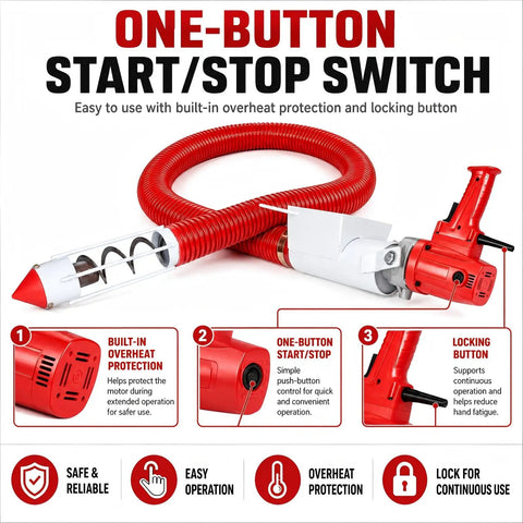 Heavy Duty Portable Grain Transfer Pump With Flexible Electric Auger Conveyor Built Like A Tank For Moving Corn Wheat And Feed Setup Is Zero Sweat 110V with one-button start/stop switch.