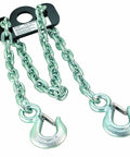 Heavy Duty Adjustable Lifting Sling Two Ton Capacity Slides Right Over Shop Cranes And Engine Hoists, featuring metal chains and safety hooks.