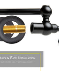 Close-up of Pot Filler Faucet Wall Mount Black Kitchen Faucet With 24 Inch Extendable Swing Arm showcasing easy installation.