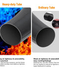 Comparison of heavy-duty and ordinary bike tubes with flame background, highlighting durability and thickness differences.