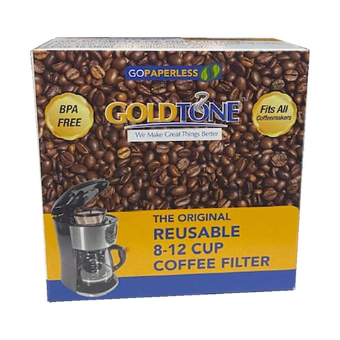 Packaging of Reusable Basket Coffee Filter For 8 To 12 Cup Cuisinart Style Brewers BPA Free Made In USA with coffee beans design