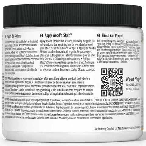 Straight Up Real Wood Look Liquid Gel Stain White Wash Nails 16 Oz Pint jar side view with instructions for use.