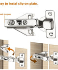 Face Frame Cabinet Hinges 105 Degree Concealed No Fuss Brushed Satin Nickel 35mm Cup 14 To 22mm Door Thickness Full Overlay 2 Pack With Mounting Screws Easy Install For Your American Kitchen Cabinets installation diagram