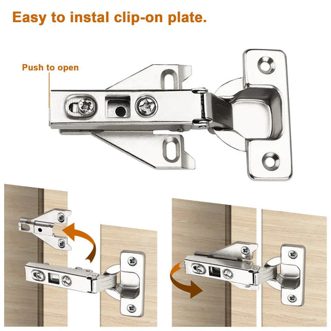Face Frame Cabinet Hinges 105 Degree Concealed No Fuss Brushed Satin Nickel 35mm Cup 14 To 22mm Door Thickness Full Overlay 2 Pack With Mounting Screws Easy Install For Your American Kitchen Cabinets installation diagram
