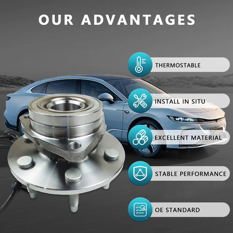 Pair Front Wheel Bearing Hub Assembly 515036 Two Pack For Cadillac Escalade EXT ESV 2002 2006 Express 1500 2500 Suburban Tahoe Silverado GMC Sierra Savana Yukon 1999 2014 AWD 4WD with stability features displayed