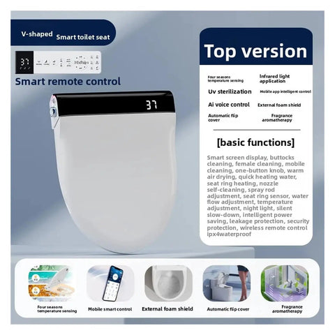Game Changing Smart Toilet Seat Cover With Auto Flipping Lid And Constant Temperature Heating Multi Function Bidet universal fit with remote control features.