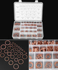 Boss Level 570 PCS Solid Copper Washers Flat Ring Kit With 30 Metric Sizes For Sump Plugs Oil Drain Seals On Cars Trucks Marine Engines Generators Hydraulic System With Sturdy Clear Plastic Storage Box Keeping Your Hardware Ready To Use Anytime, open organizer