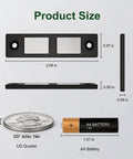 6 Pack Heavy Duty Magnetic Cabinet Door Catch With Twin Magnet Power and 30 Lb Holding Force dimensions shown with battery and coin.