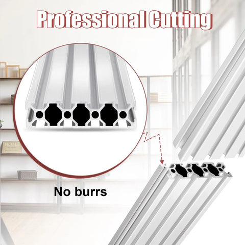 Close-up of Two Pack 1220mm 2080 T Slot Aluminum Extrusion 20x80mm European Standard Anodized Linear Rail, no burrs