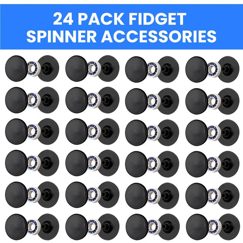 Fidget Spinner Bearings With Caps 24 Pack Chrome Steel Craft Set For DIY Mods with blue seals and black caps