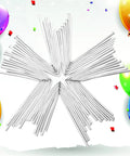 100 Pcs Clear Long Latex Model Balloons No Fuss Twisting Surface Prime Grade Heavy Duty Rubber For Kids Party Carnival Decor And Big Time Sculpture Art Projects arranged in star shape with colorful balloons.