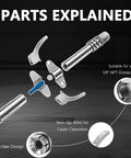 Pro Grade All In One Grease Gun Accessories Kit With 12 Inch Flexible Hose, Needle Nozzles, Quick Release Coupler parts explained
