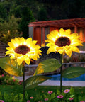 Sunflower Solar Garden Stake Lights Set Of 2 For Outdoor Decor 26 Inch Garden Path Yard Accent Stakes That Glow Up At Night