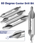 Center Drill Bit Set Pro Grade M2 High Speed Steel 7 Pc 60 Degree Centering Drill Bits shown in different sizes