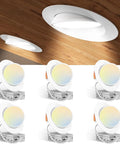 Image of Six Pack Six Inch 5CCT Gimbal LED Recessed Ceiling Lights With Super Slick Rotation And Hella Bright Directional Spotbeam.