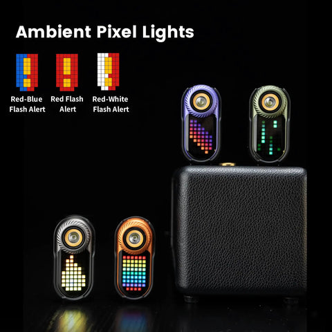 Rechargeable EDC Flashlight With RGB Pixel Display And Interactive Games Adjustable Brightness shown with pattern alerts on a cube