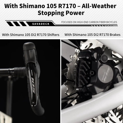 Blade R7 Ultra Lightweight Full Carbon Road Bike With Shimano R7170 24S Di2 Shimano 105 R7170 shifter and hydraulic disc brake.