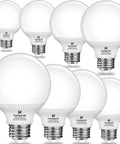 8 Pack G25 LED Bathroom Light Bulbs 3000K Warm White E26 Base Vanity Globe Bulbs 60W Equivalent 5W 500LM CRI 85 Non Dimmable For Vanity Mirror And Bath displayed