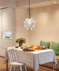 Vintage Plug In Pendant Light With Crystal Shade And 15 Ft Black Cord On Off Dimmer Switch Mini Chandelier in dining room