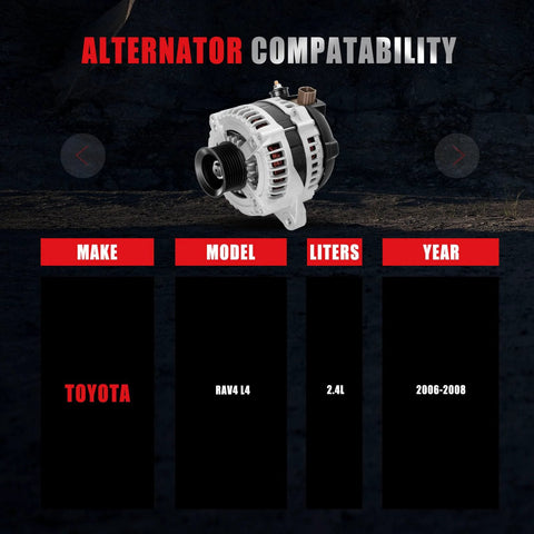 High Output 100 Amp Alternator For Toyota RAV4 2.4L 2006 2007 2008 Replacement Replaces 104210-4790 104210-4791 Product Image