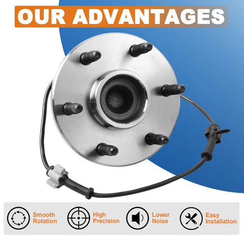 Front Wheel Hub Bearing Assembly 515053 For Chevy Avalanche Express Suburban Tahoe 6 Lug ABS With Sensor, 2WD Only
