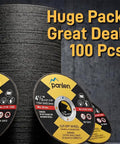 Bulk 100 Pack 4.5 Inch Cut Off Wheels for Angle Grinder Pro Grade Thin Metal and Stainless Steel Cutting Discs stacked