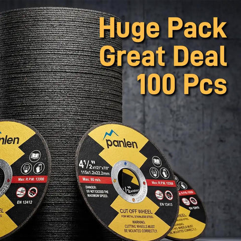 Bulk 100 Pack 4.5 Inch Cut Off Wheels for Angle Grinder Pro Grade Thin Metal and Stainless Steel Cutting Discs stacked