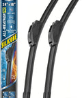 Premium Silicone Windshield Wiper Blades 24 And 18 Inch Set with curved design for optimal visibility in heavy downpours.