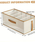 Fabric Drawer Organizers 4 Pack With Ventilation Mesh And Five Grid Layouts To Keep Your Knitwear And Casual Threads From Getting Bunched Up And Staying Smooth In Beige, showing dimensions and grid layout.