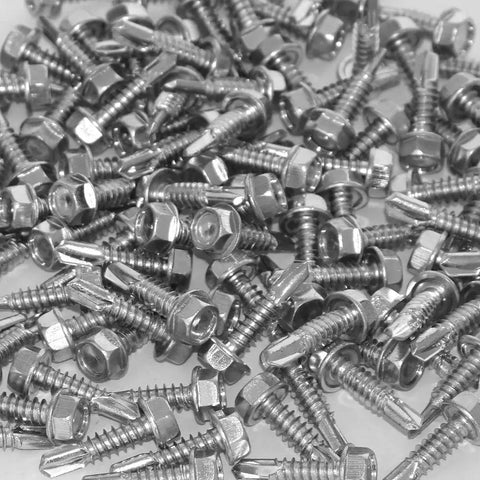 1/4 In By 1 In Self-Drilling Screws With 3/8 In Head, Quick Install Self-Tapping Bolts, Drill Point Tip For Easy Pre-Drill, Box Of 100