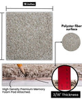 Diagram of Premium 18x18 Inch Peel And Stick Carpet Tiles For Easy DIY Install With Soft Padded Feel And Seamless Look Made In The USA 10 Tiles Delivering 22.5 Sq Ft Iron Frost, showing size and thickness details