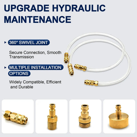 Hydraulic Steering Bleed And Filler Kit For Boats Remove Air And Flush Fluid To Fix Hard To Turn Steering Pro Grade Marine Brass And Hose Fittings Leak Proof Corrosion Resistant Tool showing brass fittings and hoses