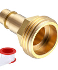 1/2 Inch Quick Connector Hose Adapter For 3/4 Inch Garden Hose RV Spray Port Outlet Brass With PTFE Tape Compatible