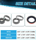 Six Piece Front Wheel Hub Bearing And Seal Replacement Kit For Ford Explorer 1995-2003, Mercury Mountaineer 1997-2001, Mazda B2300 RWD 2001-2009 With WTA5 WTA2 And WS9150S Bearings And Seals size details