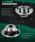 Image of Heavy Duty Front Wheel Hub Bearing 2 Pack 5 Lug For Dodge Ram 1500 2002 2003 2004 2005 With ABS Direct Fit Premium OE Style Replacement, showing product specifications.