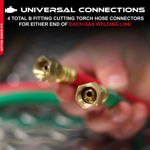 Close-up of Oxy Acetylene Welding Hose 50 Feet Long With One Quarter Inch Inner Diameter And B Fitting Twin Cutting Torch Hose.