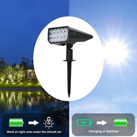 Bright Solar Spotlight Set For Outdoors Waterproof Yard Lights Auto On Off All Night Cold White 6 Pack IP65 in daylight charging