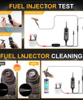 Fuel injector testing and cleaning using Power Circuit Probe Tester For Auto Electrical Systems 6V-40V DC No-Fuss All-In-One Kit.