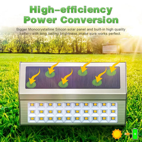 30 LED Solar Step Lights Outdoor 10 Pack Warm White No Fuss Install Stainless Steel Post Lights IP65 Waterproof Auto On Off